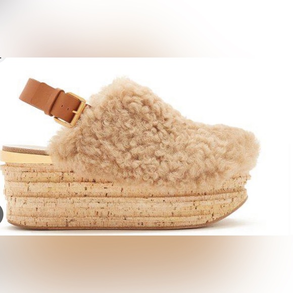 Chloe Wedge Beige Sandals - Picture 1 of 11